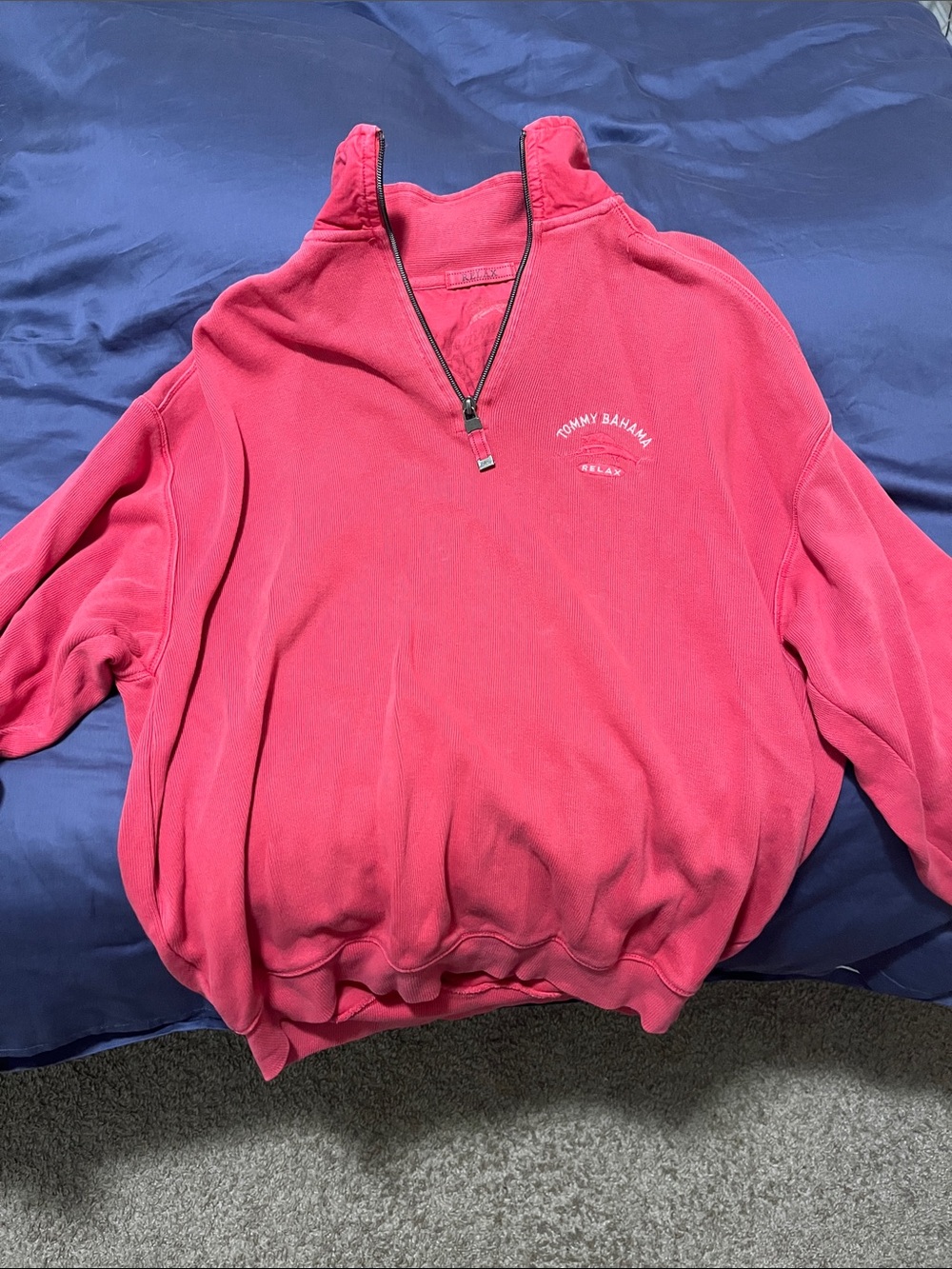 Tommy Bahama Coral Pink Quarter-Zip Fleece Pullover